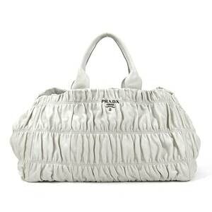 Prada Nappa Gaufre gathered leather tote bag White